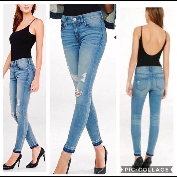 Express Denim - EXPRESS Released Hem Ripped Cropped Jeans